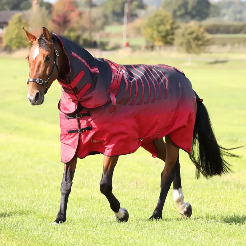 Shires Tempest Original 100 Combo Turnout Rug - Red Skeleton